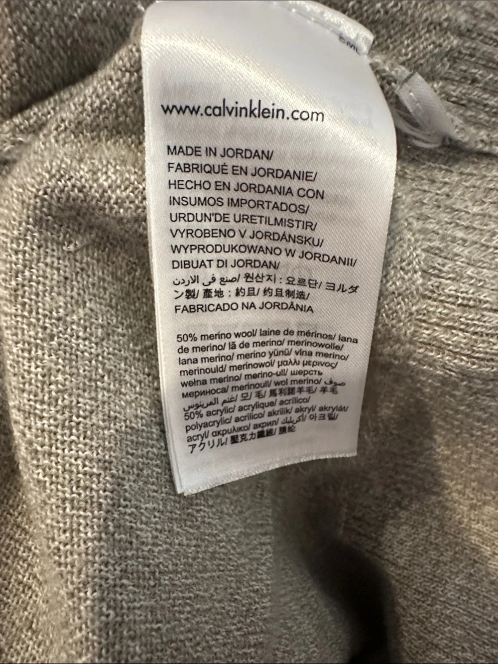 Calvin Klein Men V-Neck Sweater in Gray, Cream and Tan